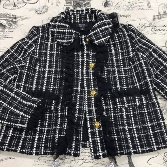 Halogen x Atlantic-Pacific Tulle Ruffle Plaid Jacket - Picture 5 of 6